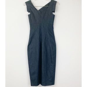 Black Halo Jackie O Denim Chambray Sheath Dress